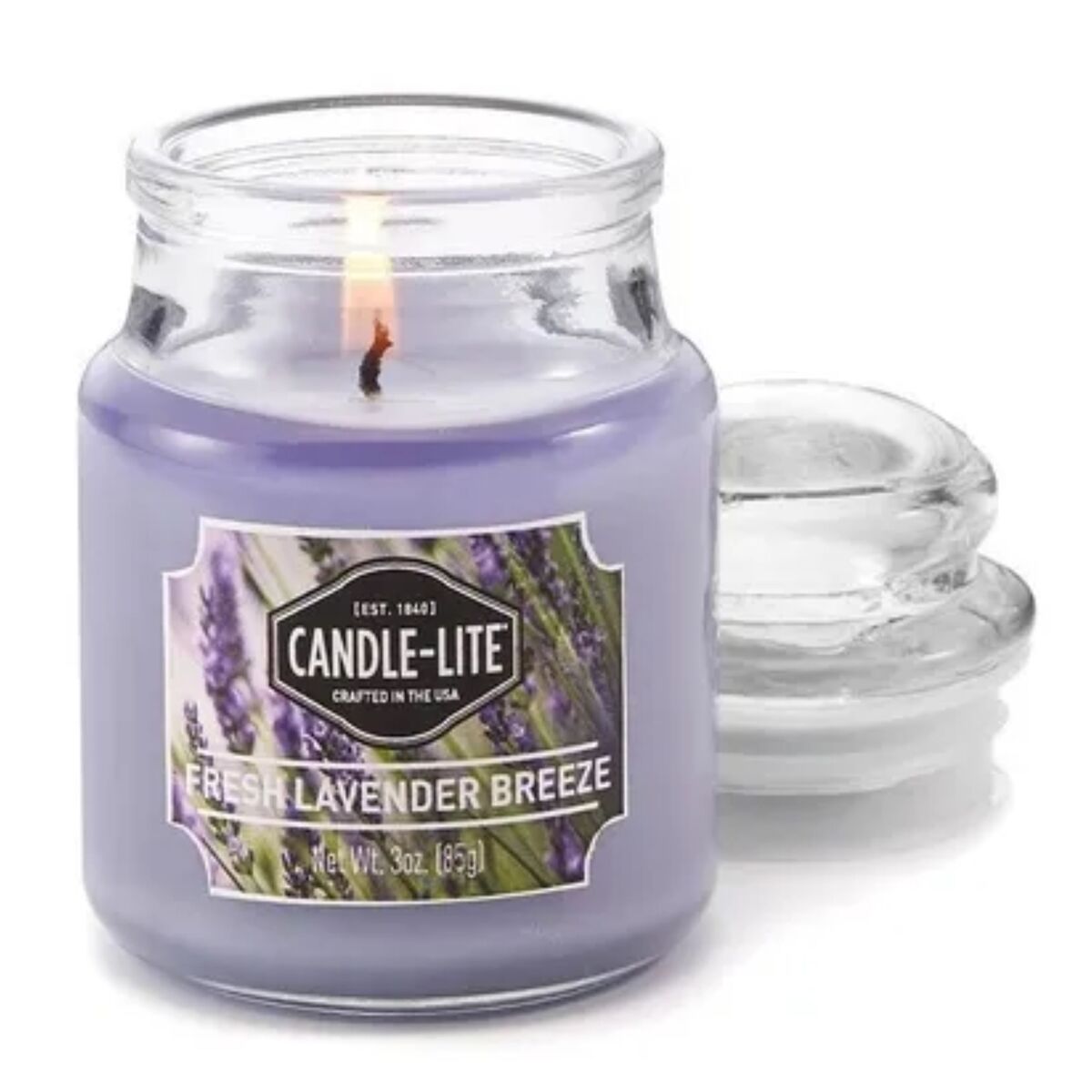 CandleLite Fresh Lavender Breeze Candle Jar Purple 3oz CANDLELITE